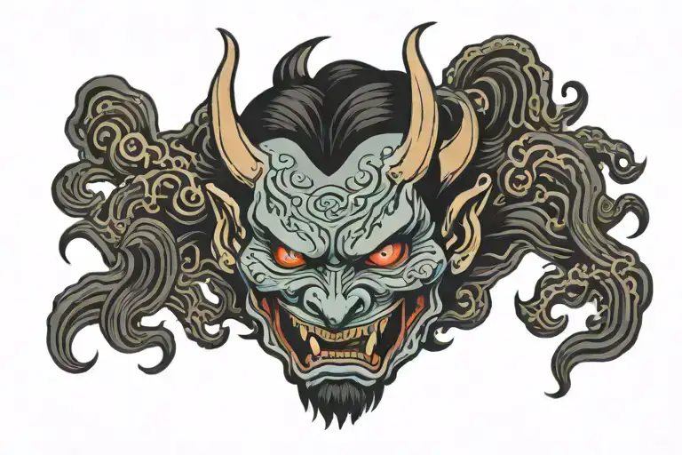 demon face tattoo design idea