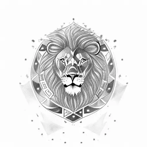 Shield with a lion inside tattoo design idea