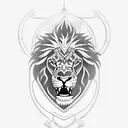 Shield with a lion inside tattoo design idea