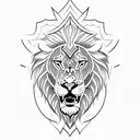 Shield with a lion inside tattoo design idea
