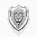 Shield with a lion inside tattoo design idea