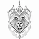 Shield with a lion inside tattoo design idea