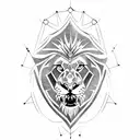 Shield with a lion inside tattoo design idea