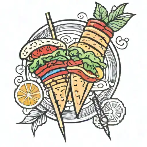 shawarma kebabs tattoo design idea