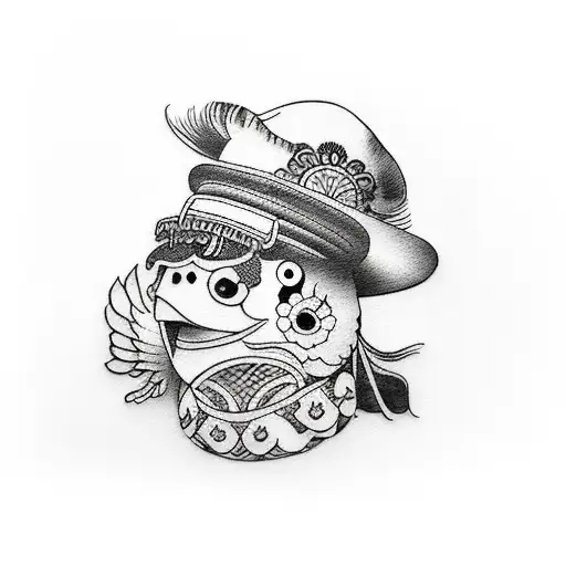 pollito con sombrero de luffy tattoo design idea