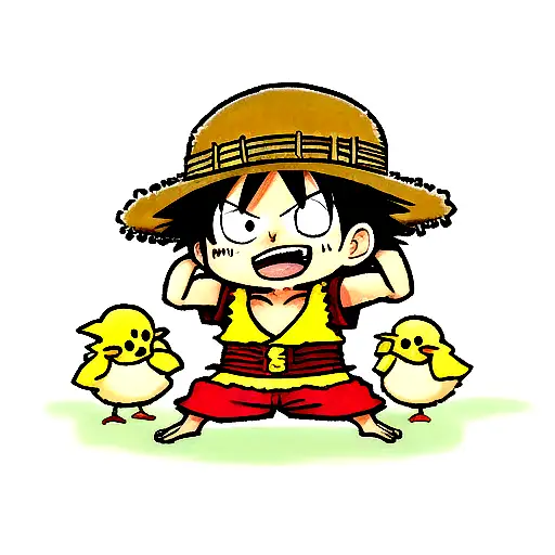 little chick upon luffy's hat tattoo design idea