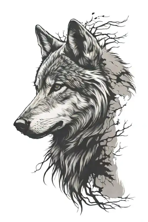 wolf silhouette tattoo design idea