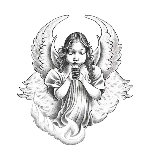A traditional style tattoo of an angel holding a torch of liberty tattoo design idea