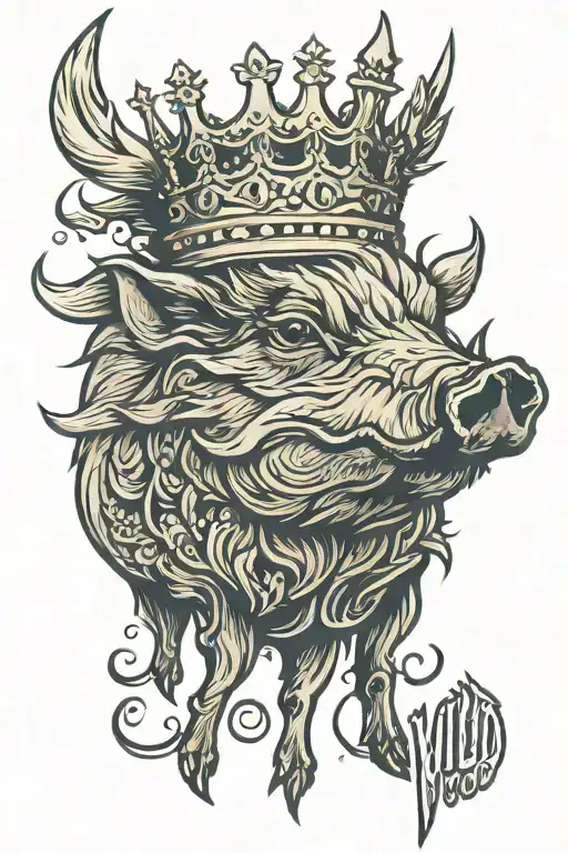 wild boar with a crown captioned Schützenkönig 2024 tattoo design idea