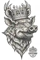 wild boar with a crown captioned Schützenkönig 2024 tattoo design idea