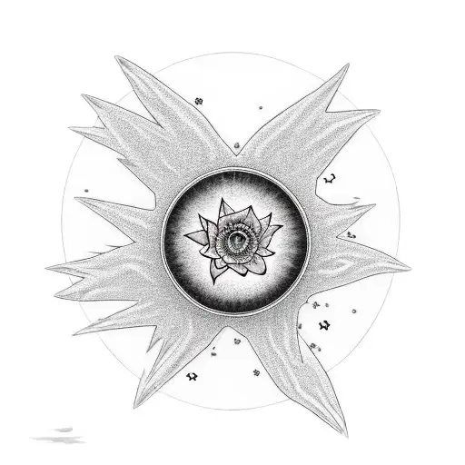 Charmander eating a golden lotus flower under the night sky tattoo design idea