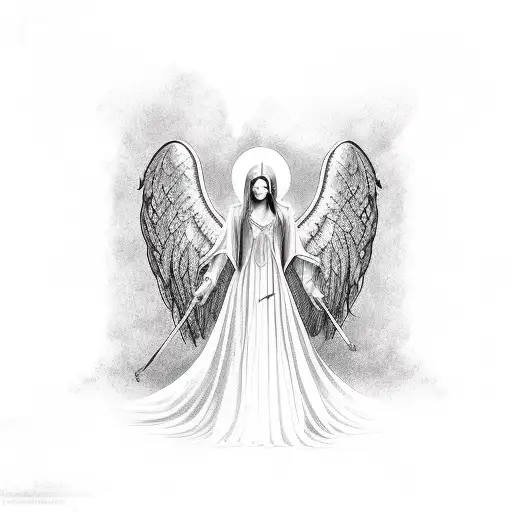 444 angel numbers gothic  tattoo design idea