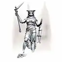 the statue of lady justice replaced with a racoon tattoo design idea