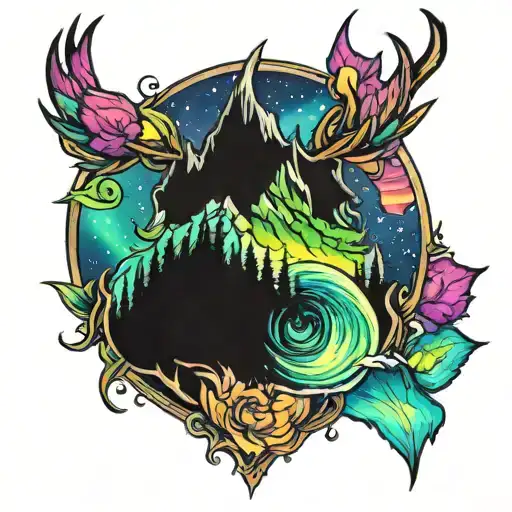 aurora borealis colors tattoo design idea