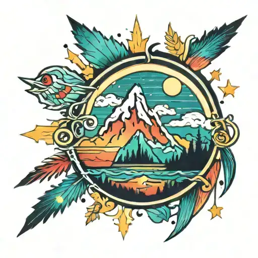 aurora borealis colors tattoo design idea