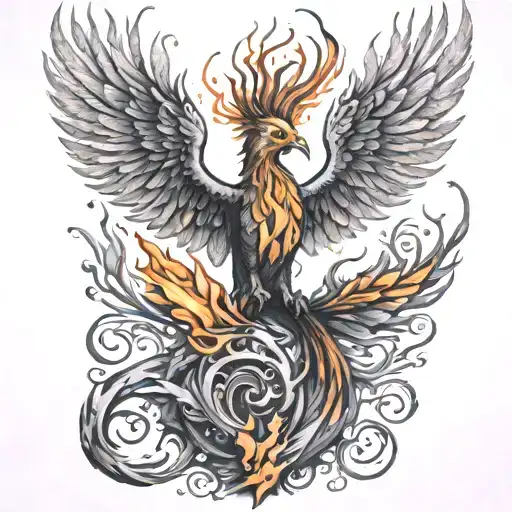 phoenix rising from the ashes  tattoo design idea