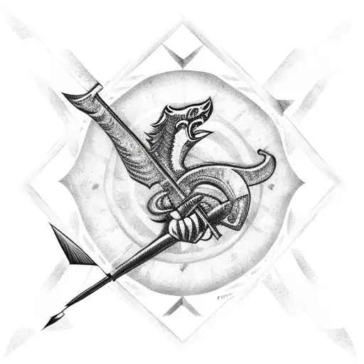 tribal arrow with name Danielle tattoo design idea