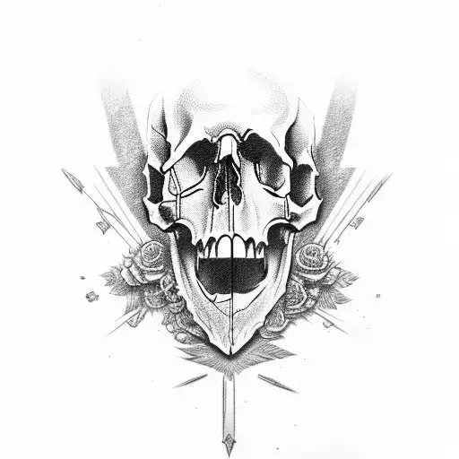 willie g skull with pistons tattoo design idea
