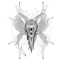 symmetrical skeleton of heron bird tattoo design idea