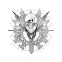 symmetrical skeleton of heron bird tattoo design idea