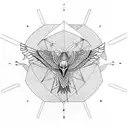 symmetrical skeleton of heron bird tattoo design idea