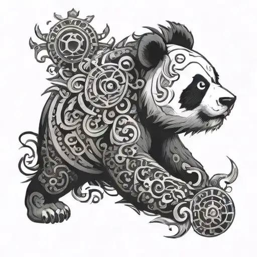 panda angry mandala design incorporating elements tattoo design idea