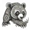panda angry mandala design incorporating elements tattoo design idea