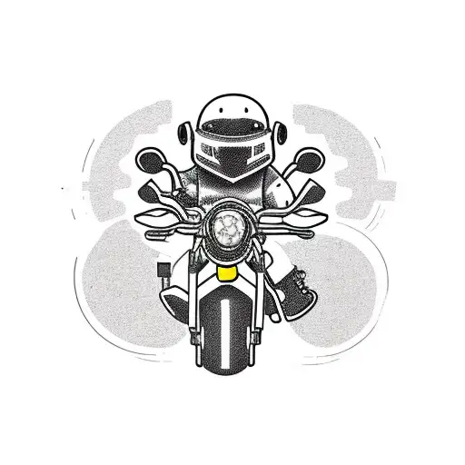 fat motorcyclist riding on a honda grom tattoo design idea