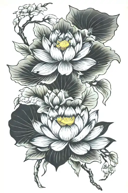 lotus flowers manga tattoo design idea