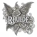 Typography that says "Rhude" tattoo design idea