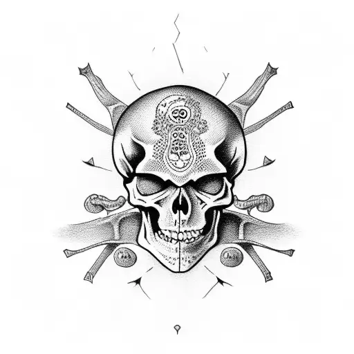 skeleton and drink tattoo design idea