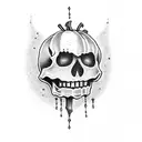 halloween skeleton drinking tattoo design idea