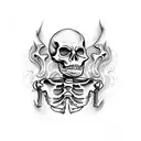 halloween skeleton drinking tattoo design idea