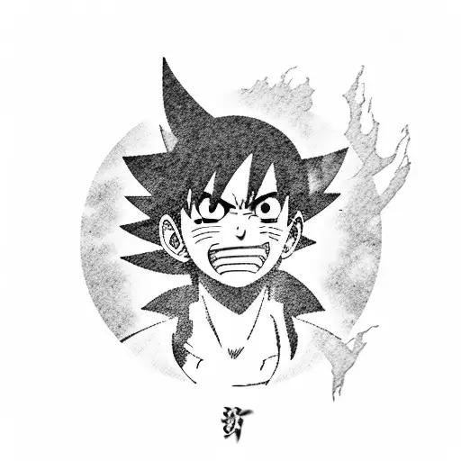 luffy,naruto,goku,itigo tattoo design idea