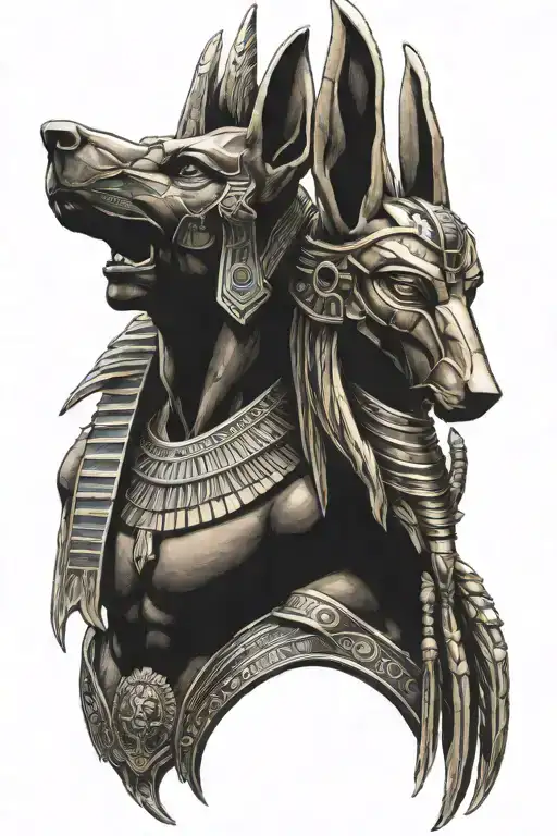 anubis and horus egyptian gods tattoo design idea