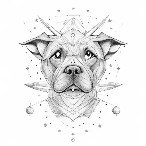 canis major constellation fine line tattoo design idea