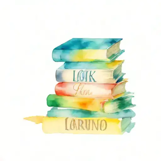 books stacked letters tattoo design idea