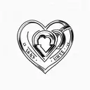 A heart-shaped lock with the names of the client's children as keys tattoo design idea