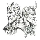 Portrait of my kids as Viking gods or warriors tattoo design idea