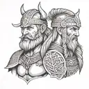 Portrait of my kids as Viking gods or warriors tattoo design idea