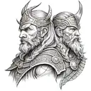 Portrait of my kids as Viking gods or warriors tattoo design idea