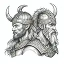 Portrait of my kids as Viking gods or warriors tattoo design idea