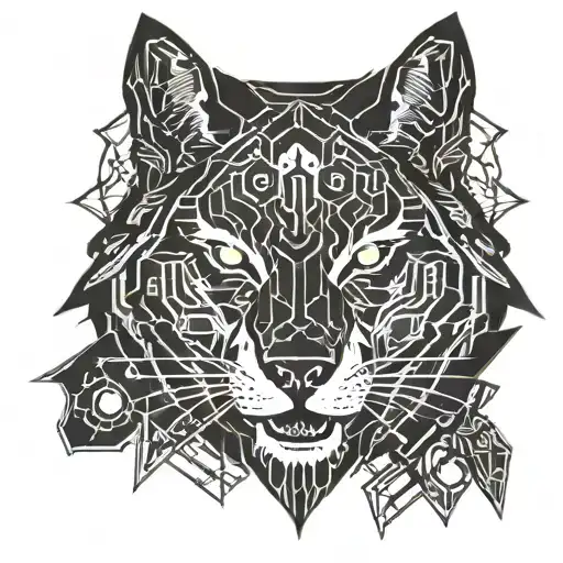 wolf demon and cat tattoo design idea