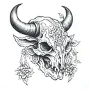 bison skull tattoo design idea