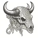 bison skull tattoo design idea
