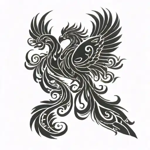 tribal phoenix combination tattoo tattoo design idea