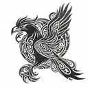 tribal phoenix combination tattoo tattoo design idea