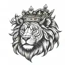 lion and crown tattoo design idea