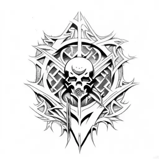 Combine elements of black metal and deathcore music genres into a tattoo design tattoo design idea