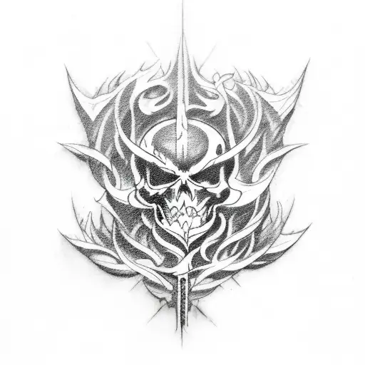 Combine elements of black metal and deathcore music genres into a tattoo design tattoo design idea